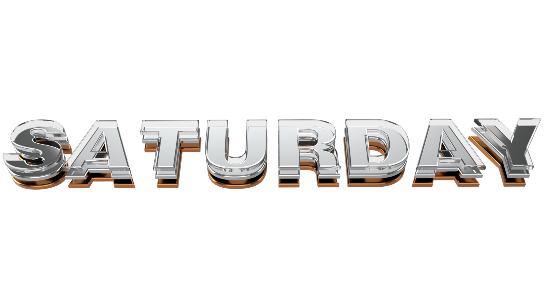 Saturday 3d typography Metal, chrome and glass letter on transparent background 3d illustration PNG