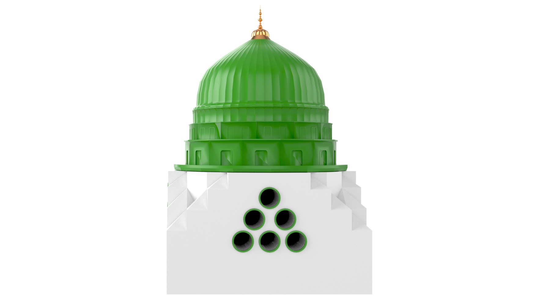 3d render of Masjid Nabvi Madina - Saudi Arabia 3d Illustration PNG with transparent Background