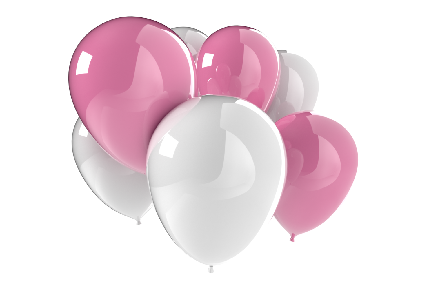 Balloons 3d render illustration for celebration or birthday party png