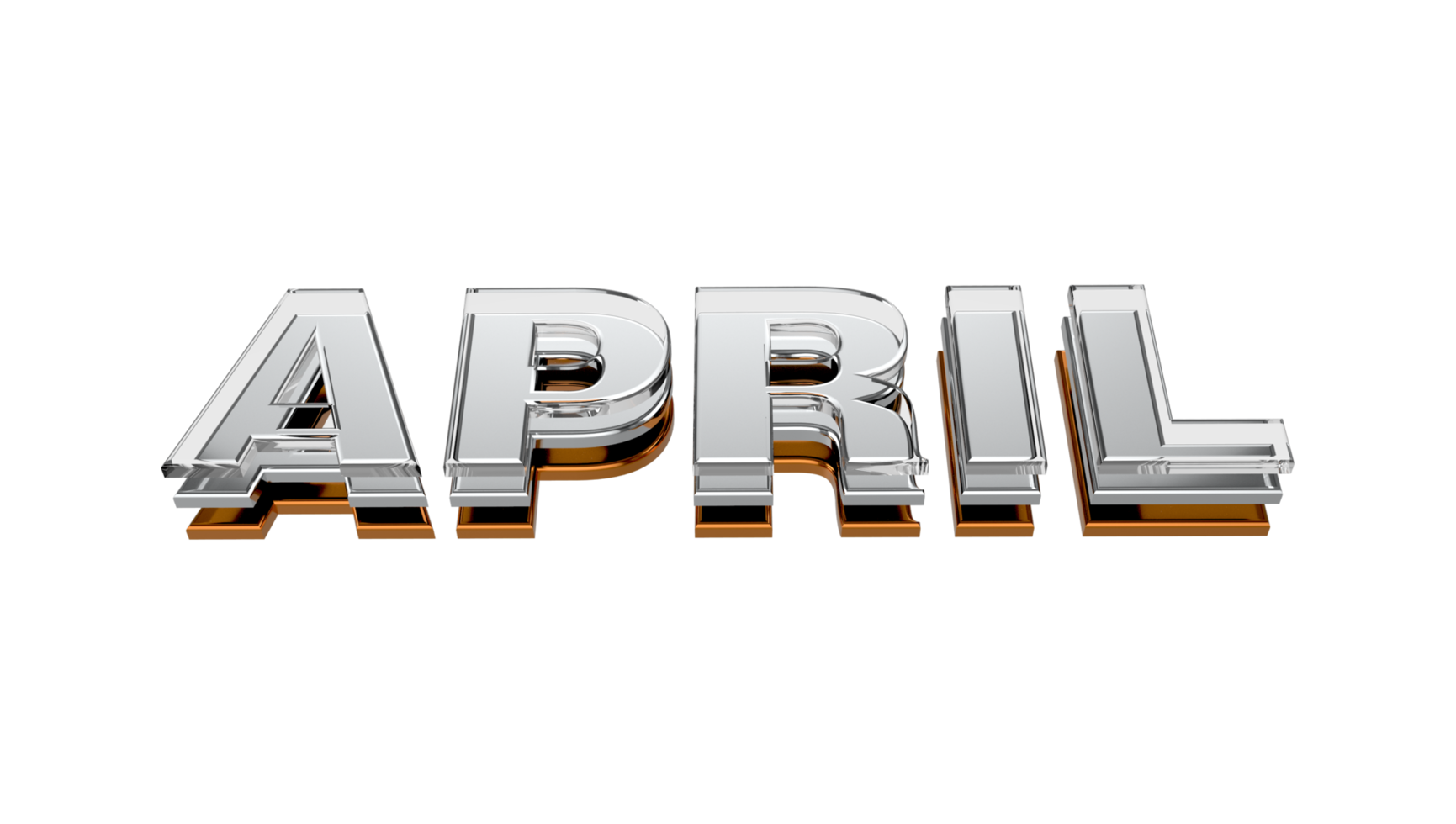 april 3d typografie metall, chrom und glasbuchstabe auf transparentem hintergrund 3d illustration png