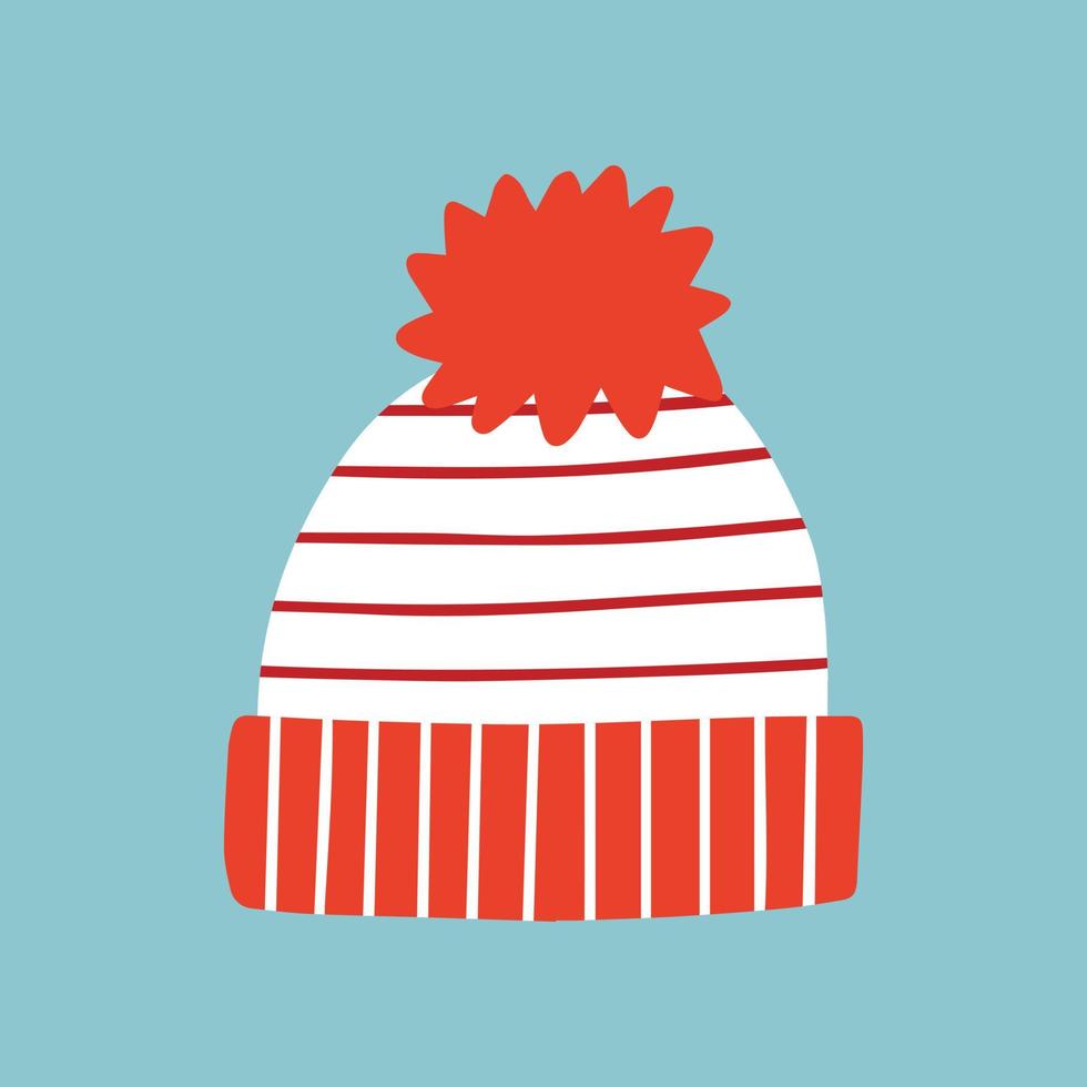 Winter Christmas hat with red pompom vector clipart