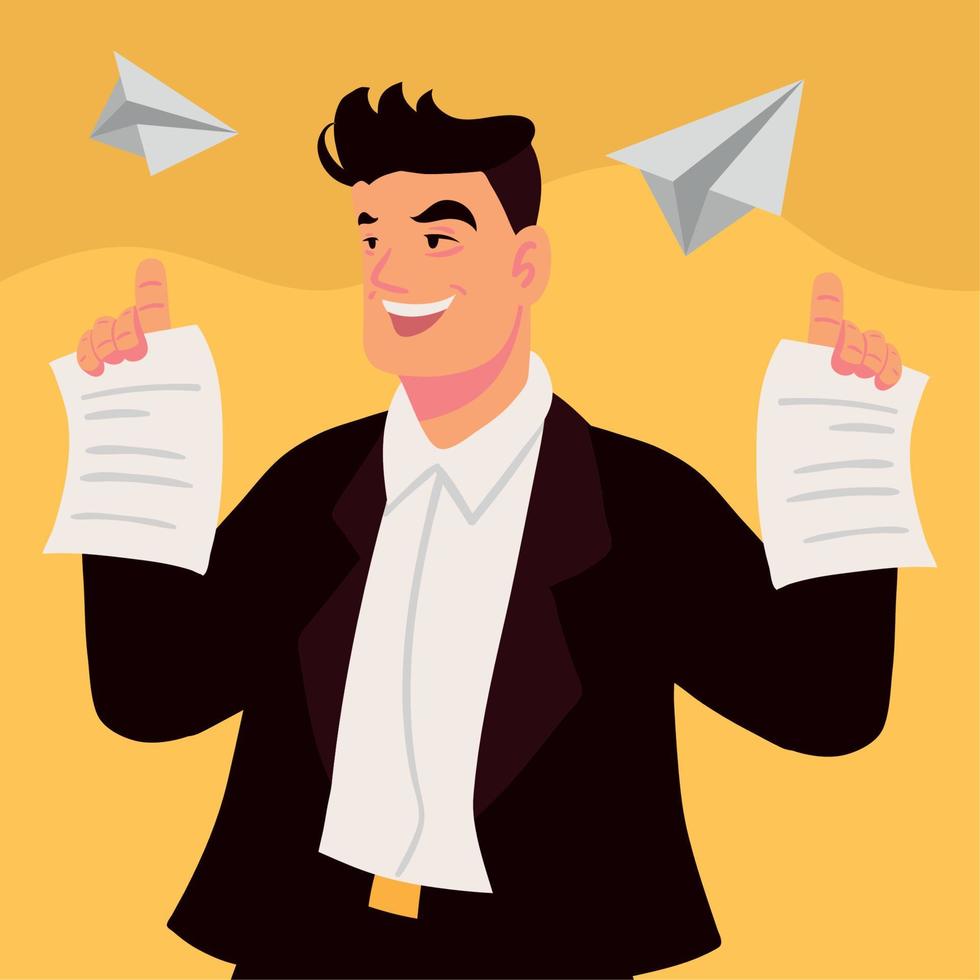 teacher man with papers vector