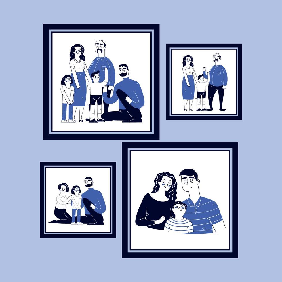 families pictures in the wall vector