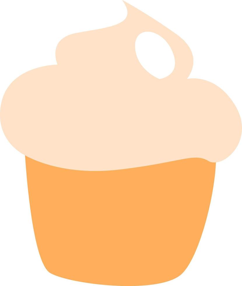 cupcake de vainilla, ilustración, vector sobre fondo blanco.