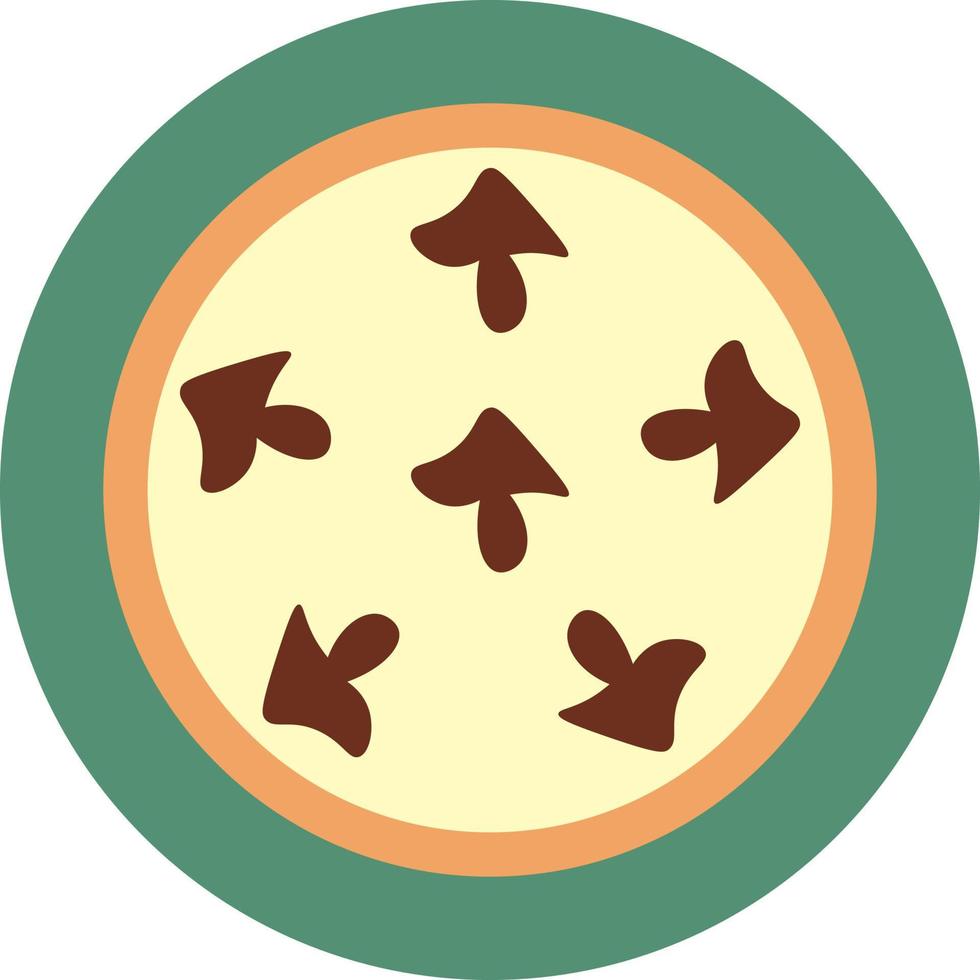 pizza con champiñones, ilustración, vector sobre fondo blanco.