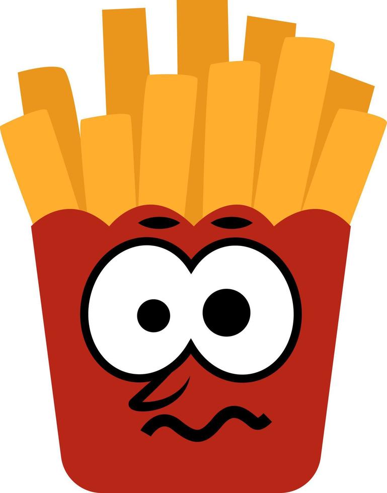 Scared fries, illustration, on a white background. vector