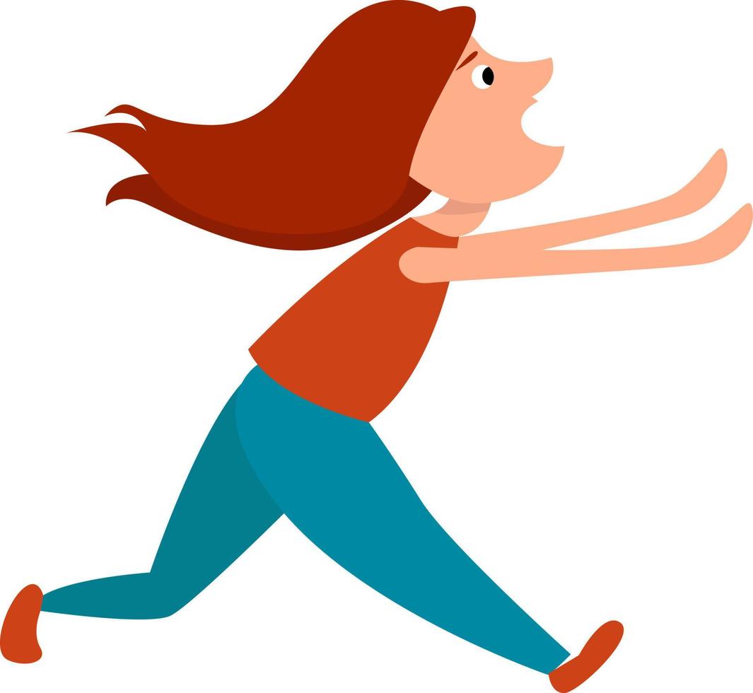 niña corriendo, ilustración, vector sobre fondo blanco