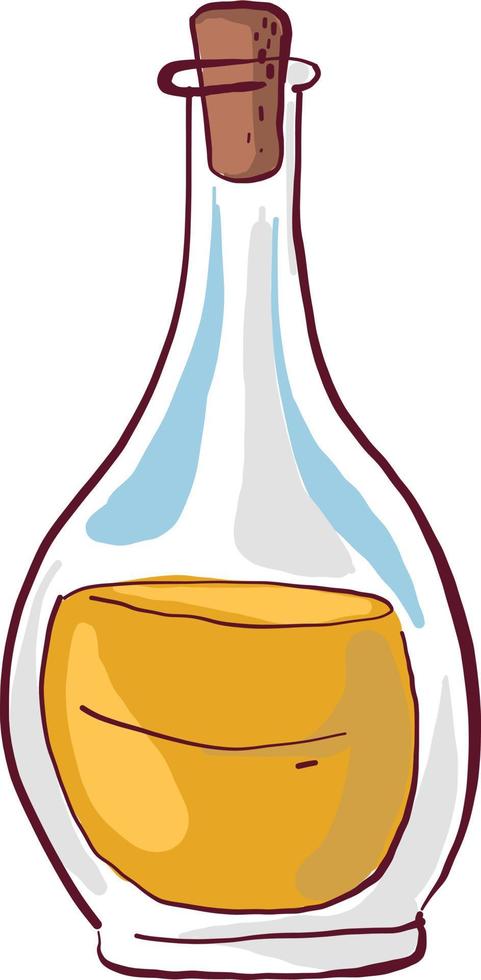 Oil in glass bottle, illustration, vector on white background