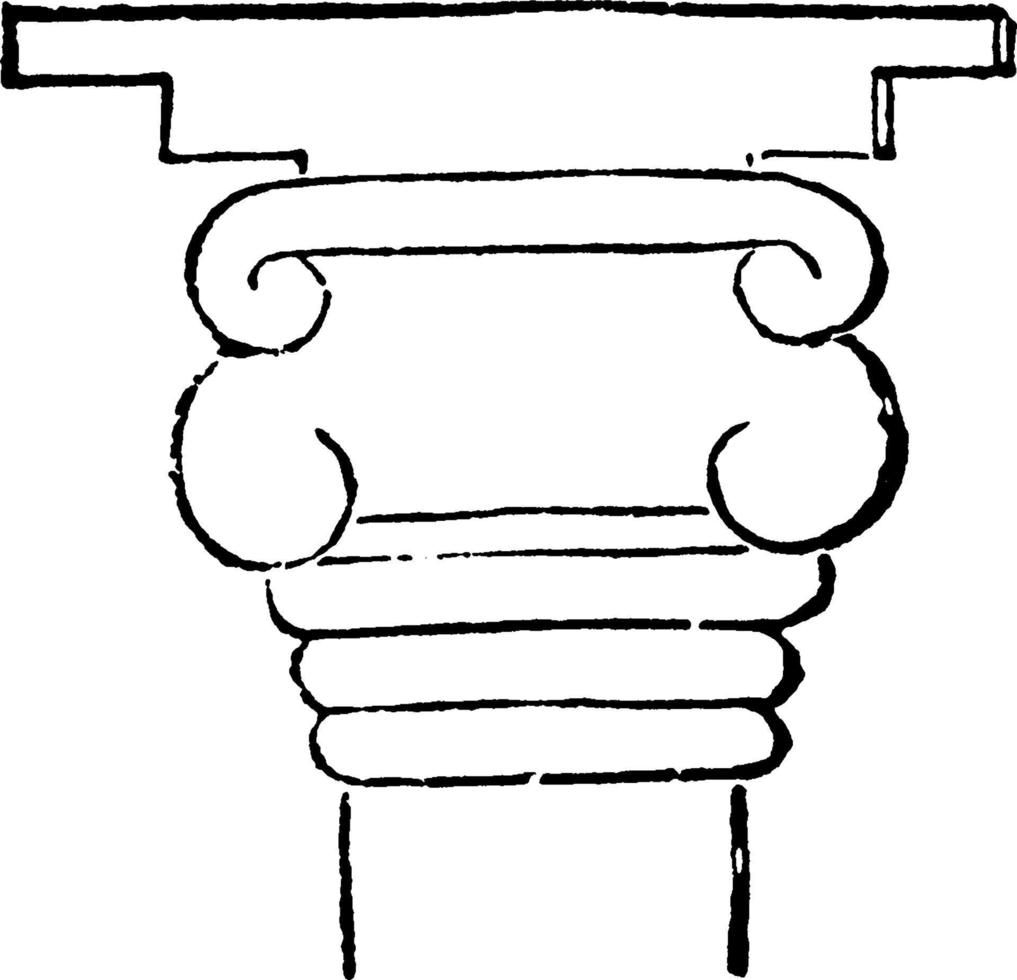 Capital in a Bas-Relief from Kuyunjik, vintage illustration. vector