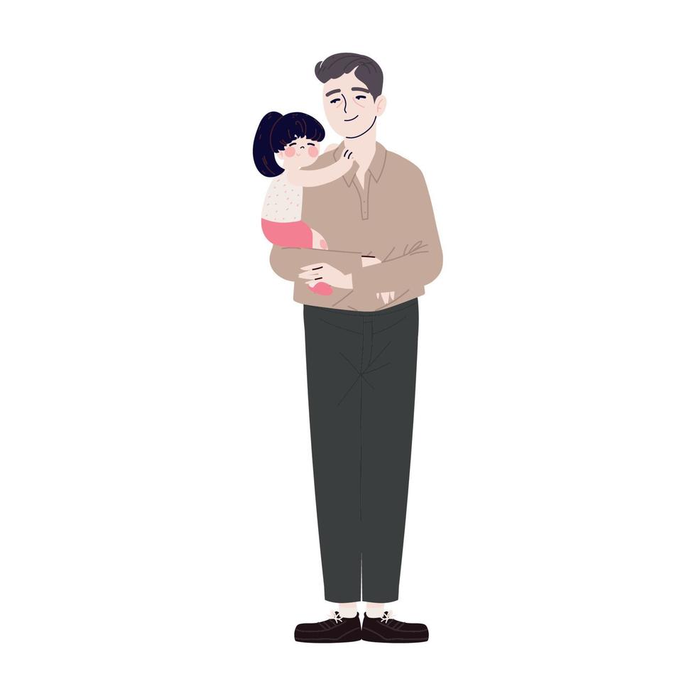 Korean family, father and daughter vector