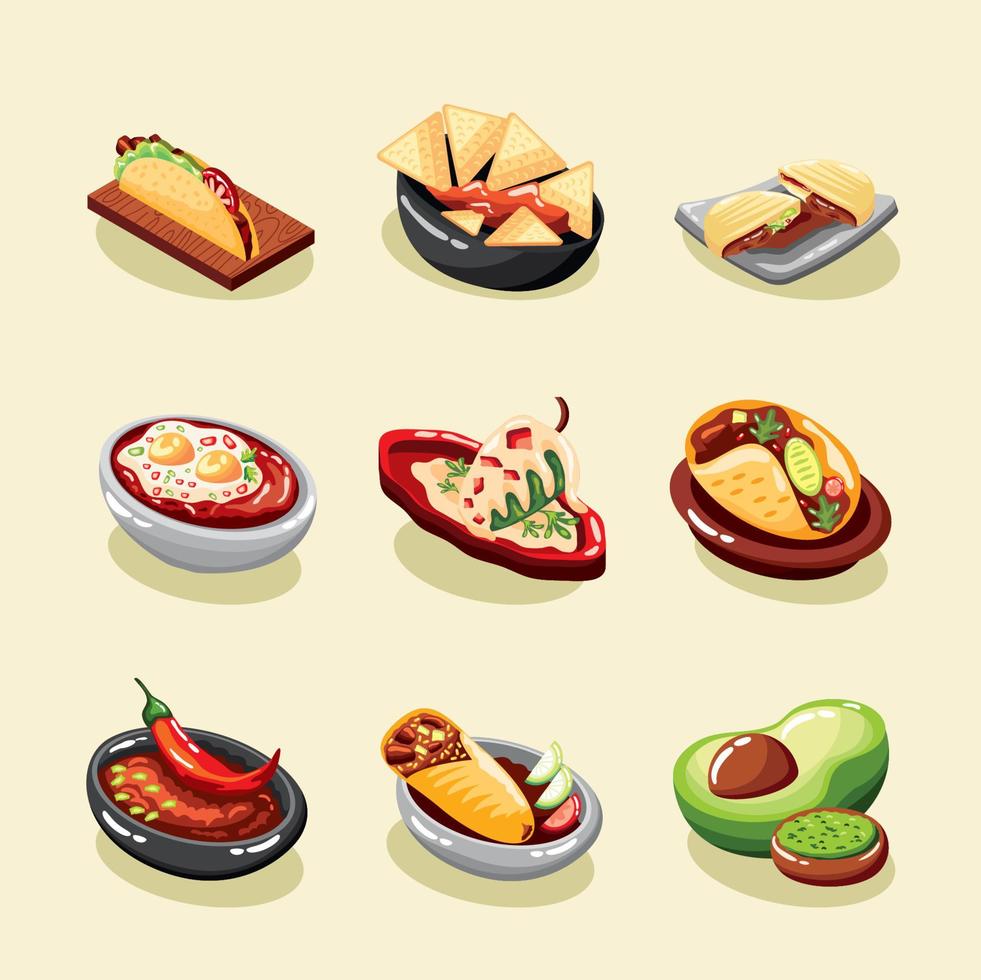 set of mexican food vector
