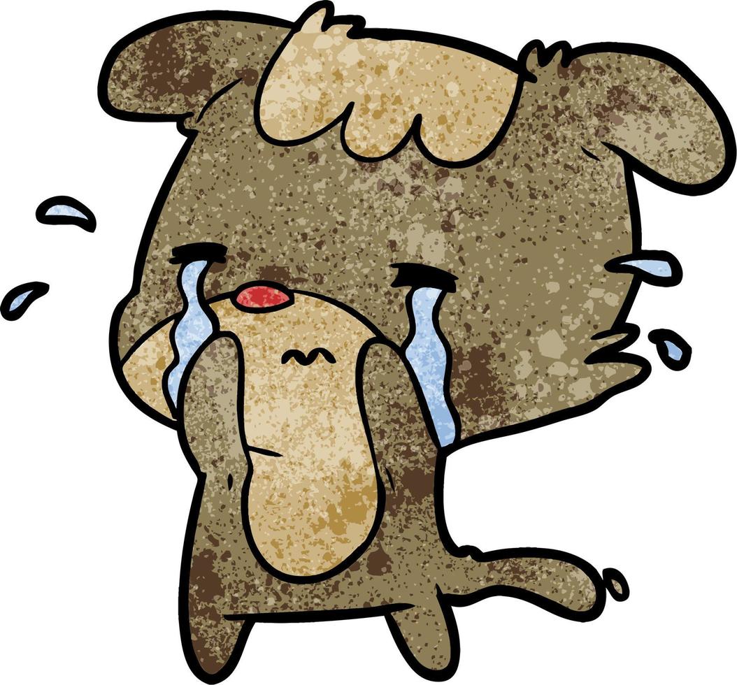 Retro grunge texture cartoon dog crying vector