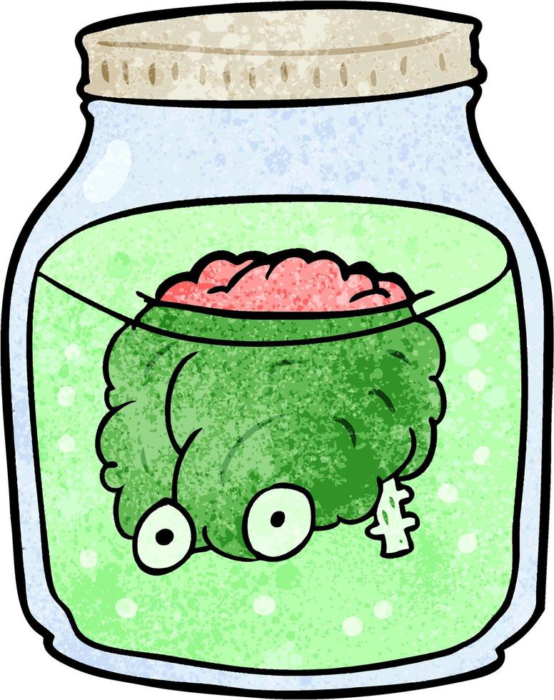 Retro grunge texture cartoon spooky jar vector