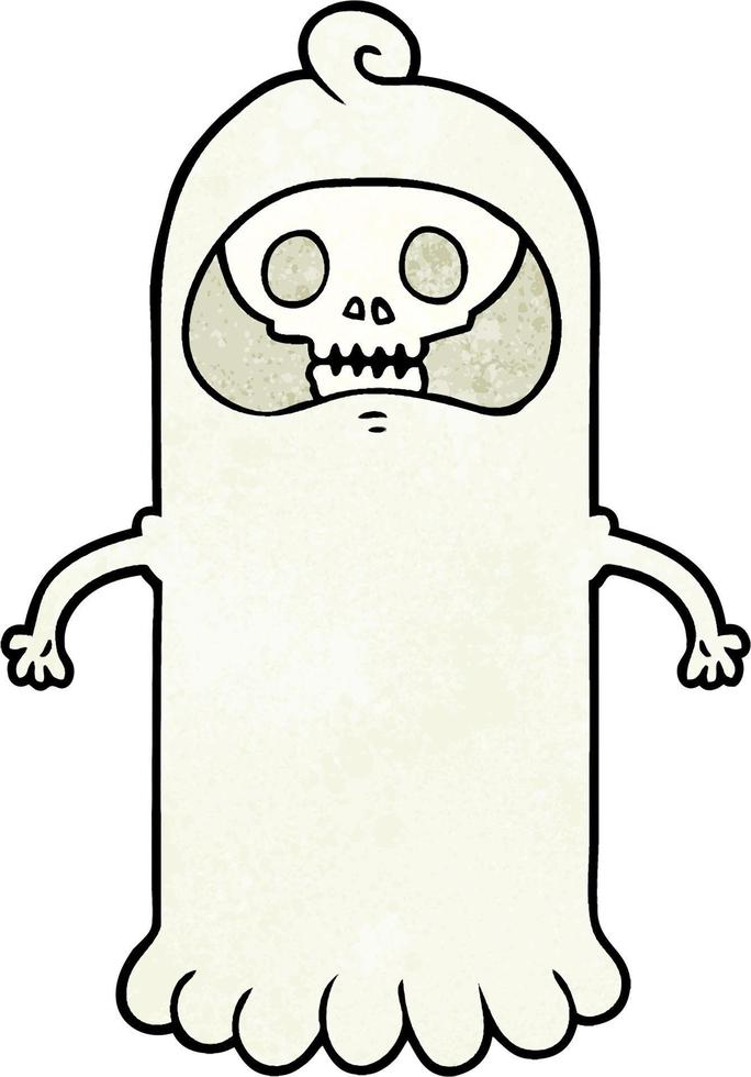 Retro grunge texture cartoon cute ghost vector