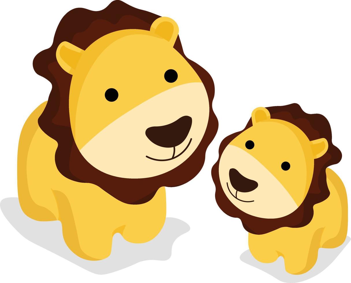 Two lions ,illustration, vector on white background.