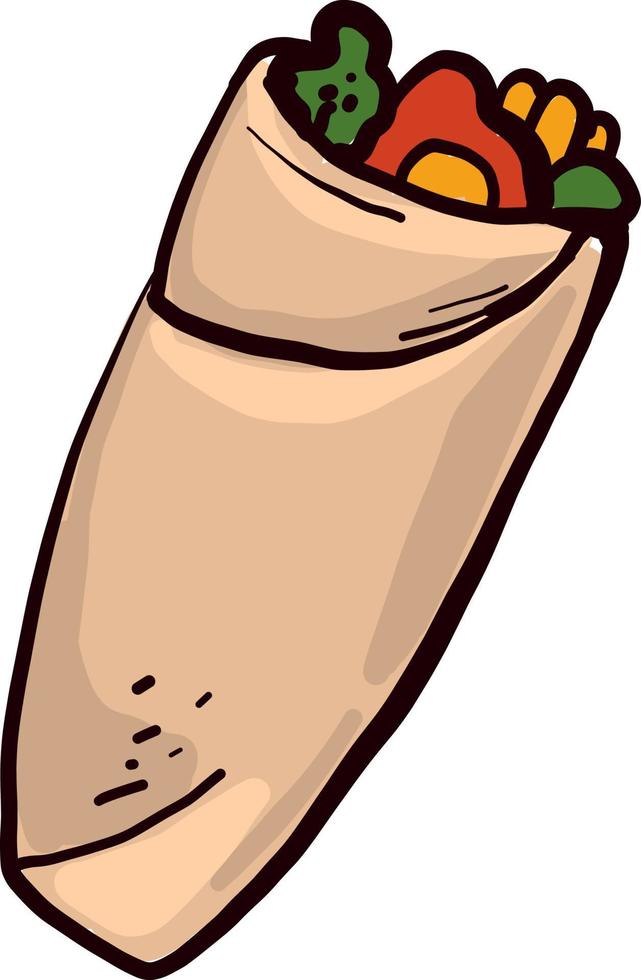 Tasty shawarma , illustration, vector on white background