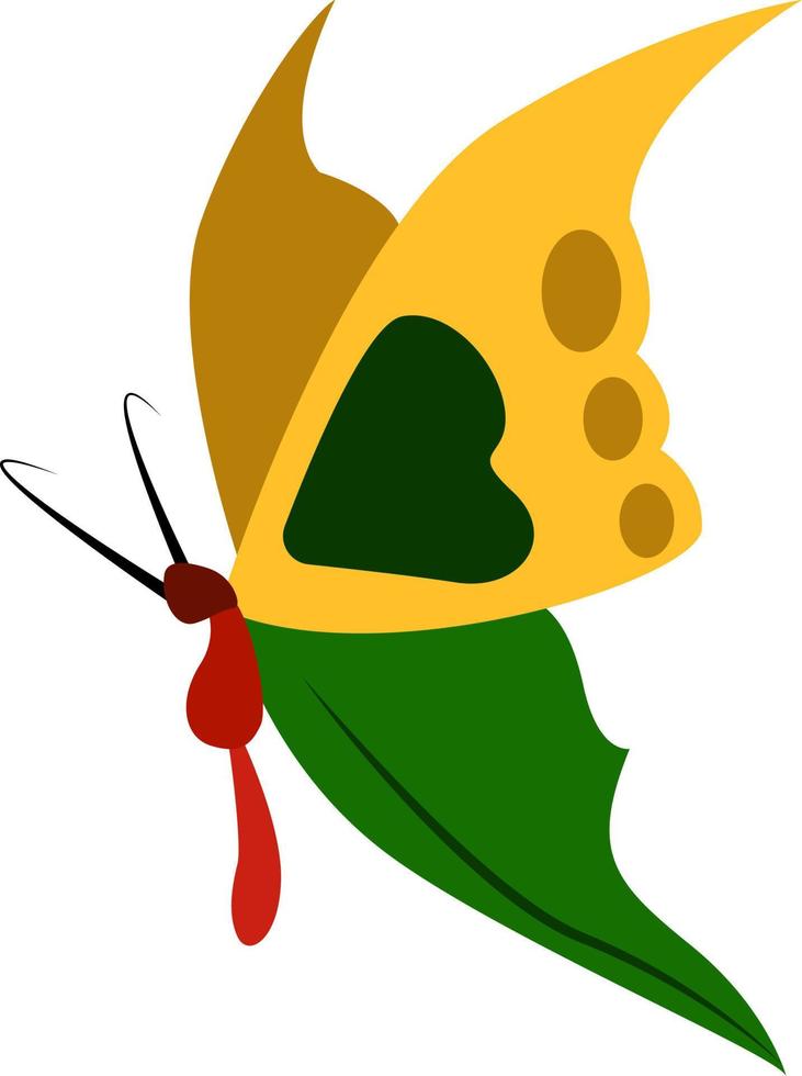 Green butterfly, illustration, vector on white background.