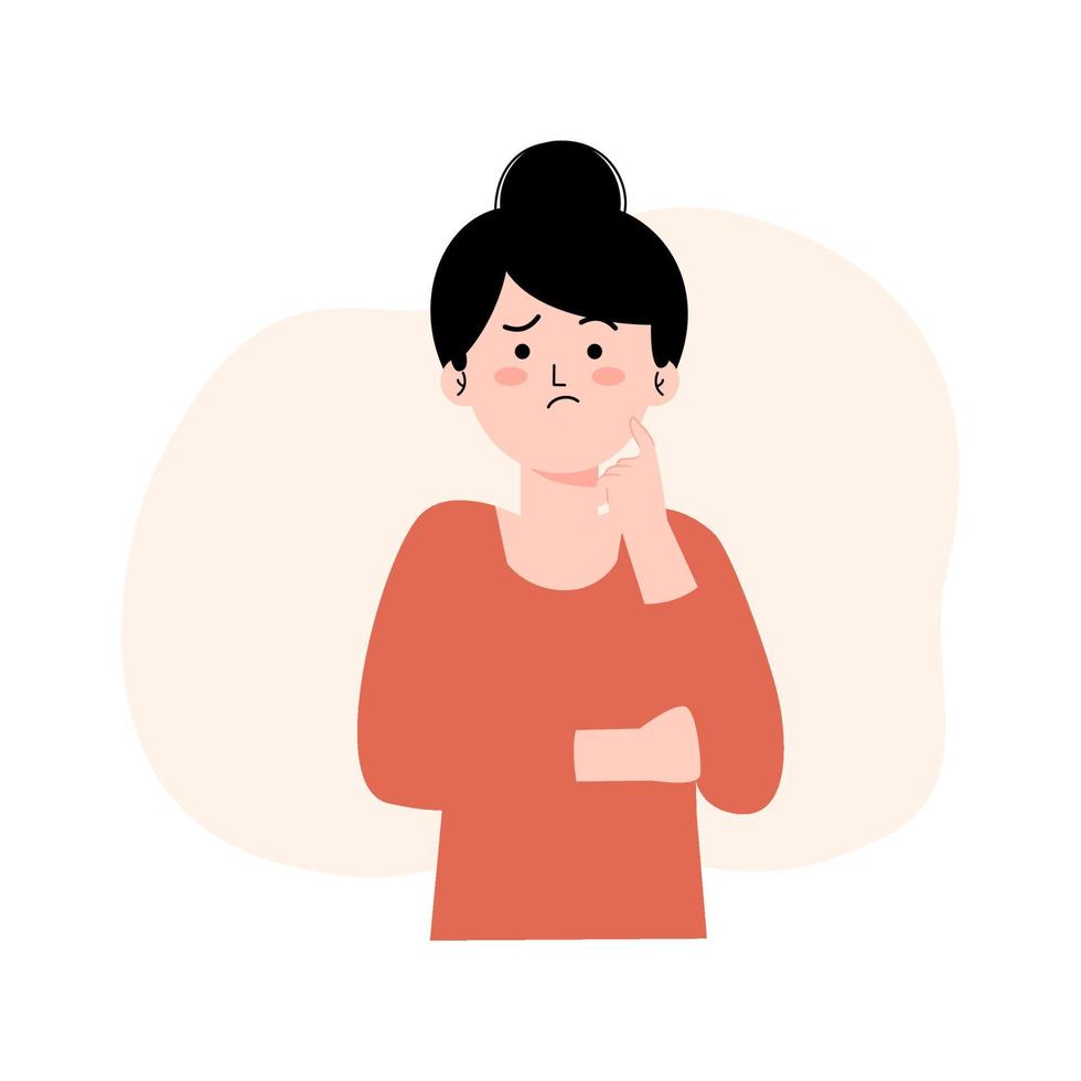 Confused woman illustration vector