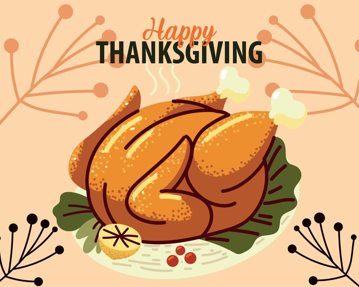 happy Thanksgiving invitation card vector
