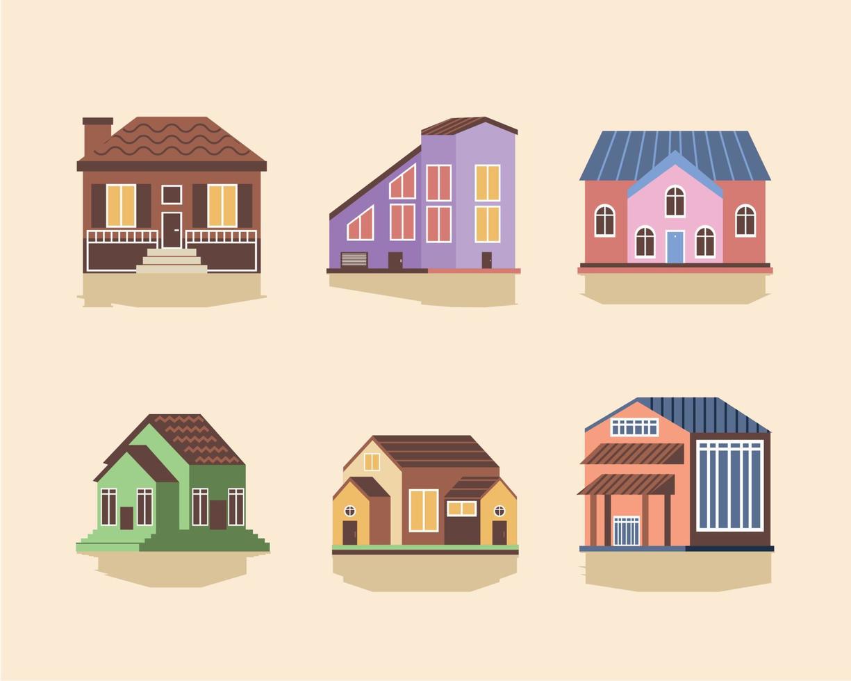 conjunto de iconos casas vector