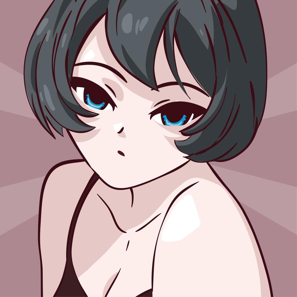 anime girl with blue eyes vector