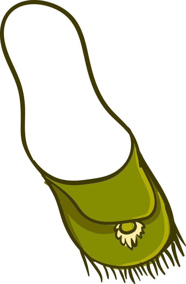 Mujer bolsa verde, ilustración, vector sobre fondo blanco.
