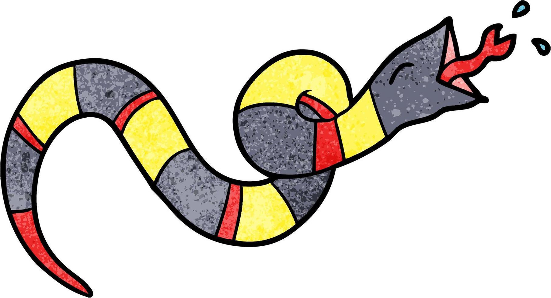 serpiente de dibujos animados de textura grunge retro vector