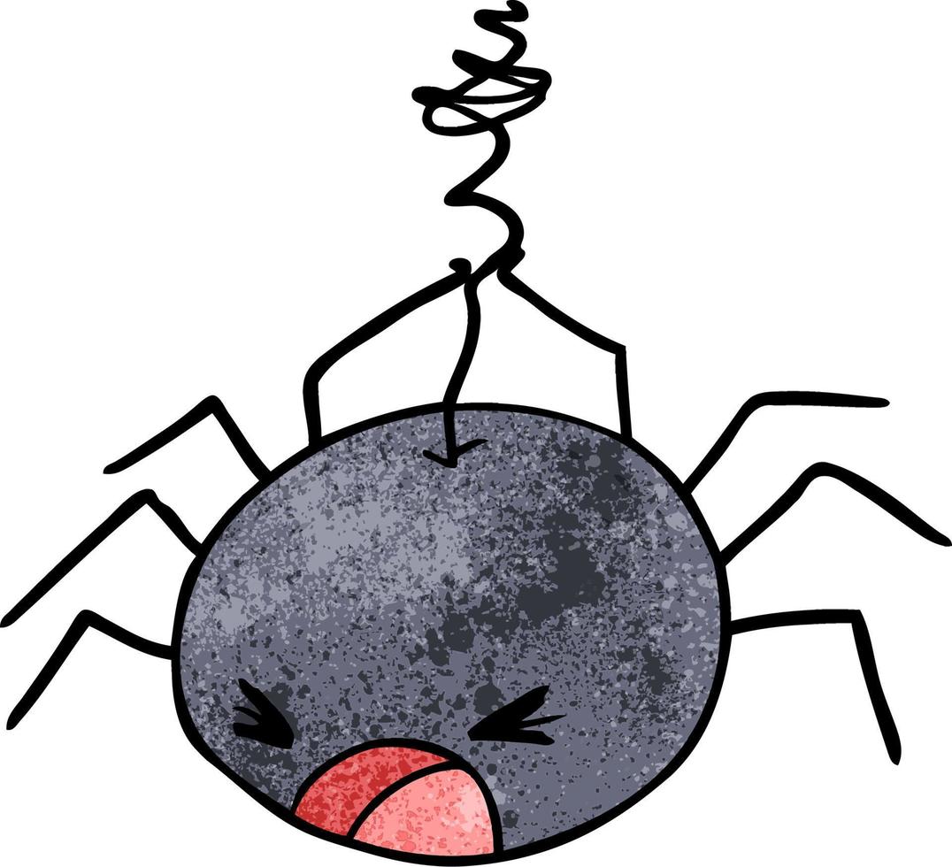 Retro grunge texture cartoon spider vector