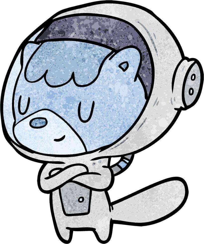 Retro grunge texture cartoon astronout suit vector