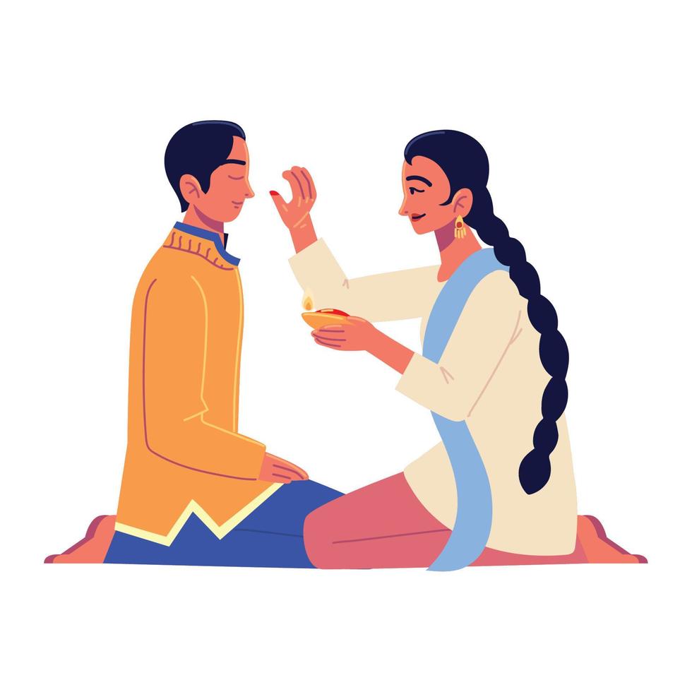 Bhai Dooj celebration vector