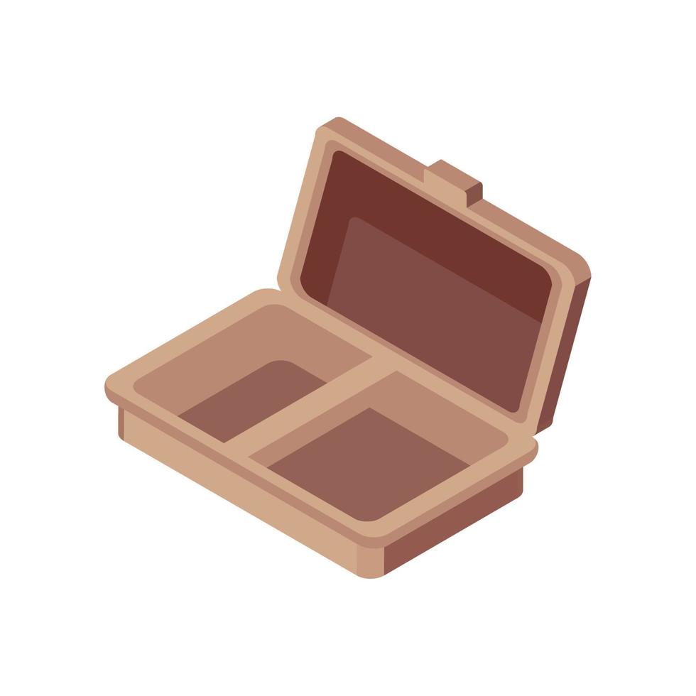 isometric empty lunch box vector