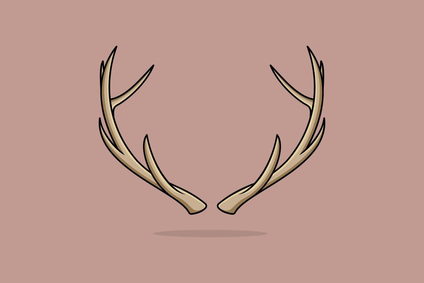 Ilustración de icono de vector de asta de ciervo. concepto de diseño de iconos de objetos animales. naturaleza animal, animales salvajes, asta de cabeza, ciervo cazado, icono de asta, signo y símbolo, belleza de ciervo.