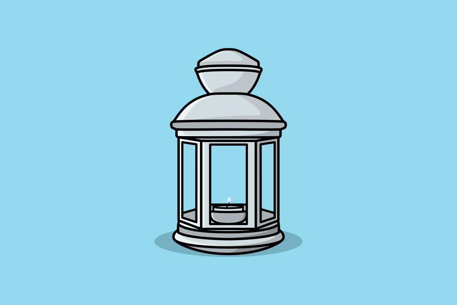 Ramadan Lantern Lamp vector icon illustration. Ramadan icon design concept. Lantern Lamp on blue background design.