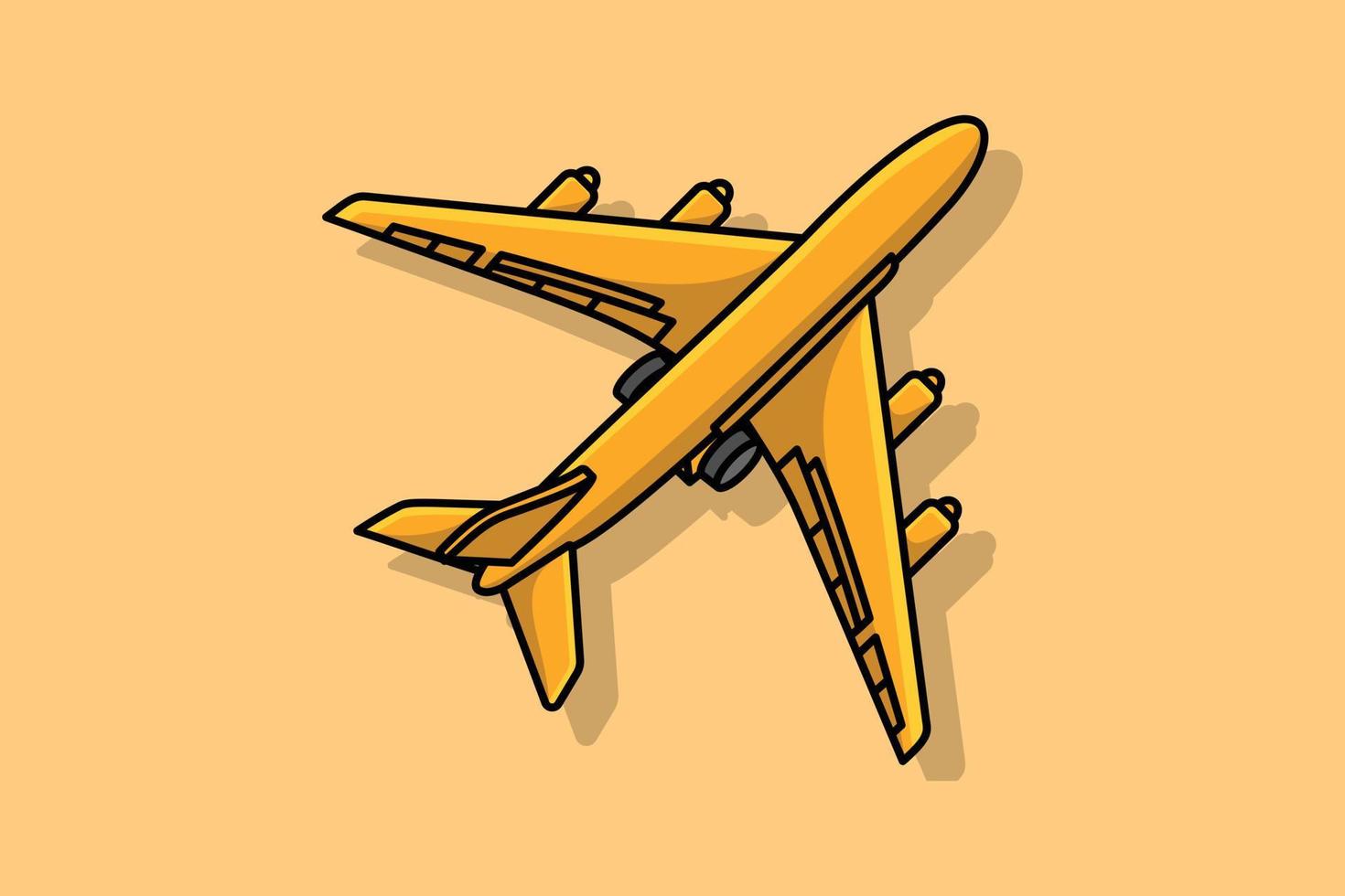 ilustración de icono de vector de avión. concepto de diseño de icono de transporte aéreo. avión de pie con diseño de sombra.