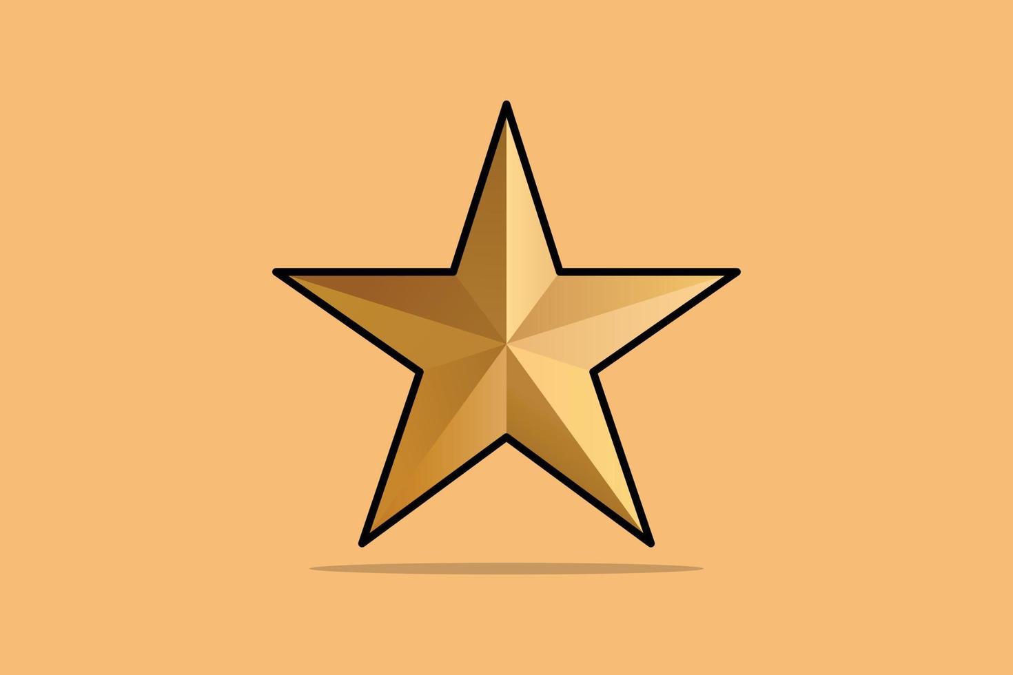 Gold Star vector icon illustration. Star icon design concept. Star plane, Success sign, Stylish star, Decoration object, Christmas decoration, Success award, Ranking award.