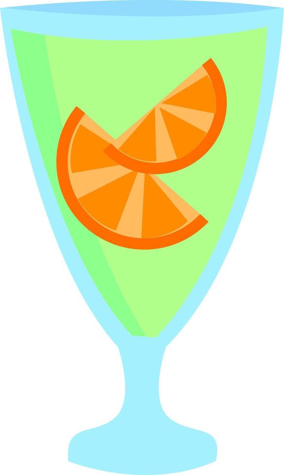 Orange in glass, illustration, vector on white background.
