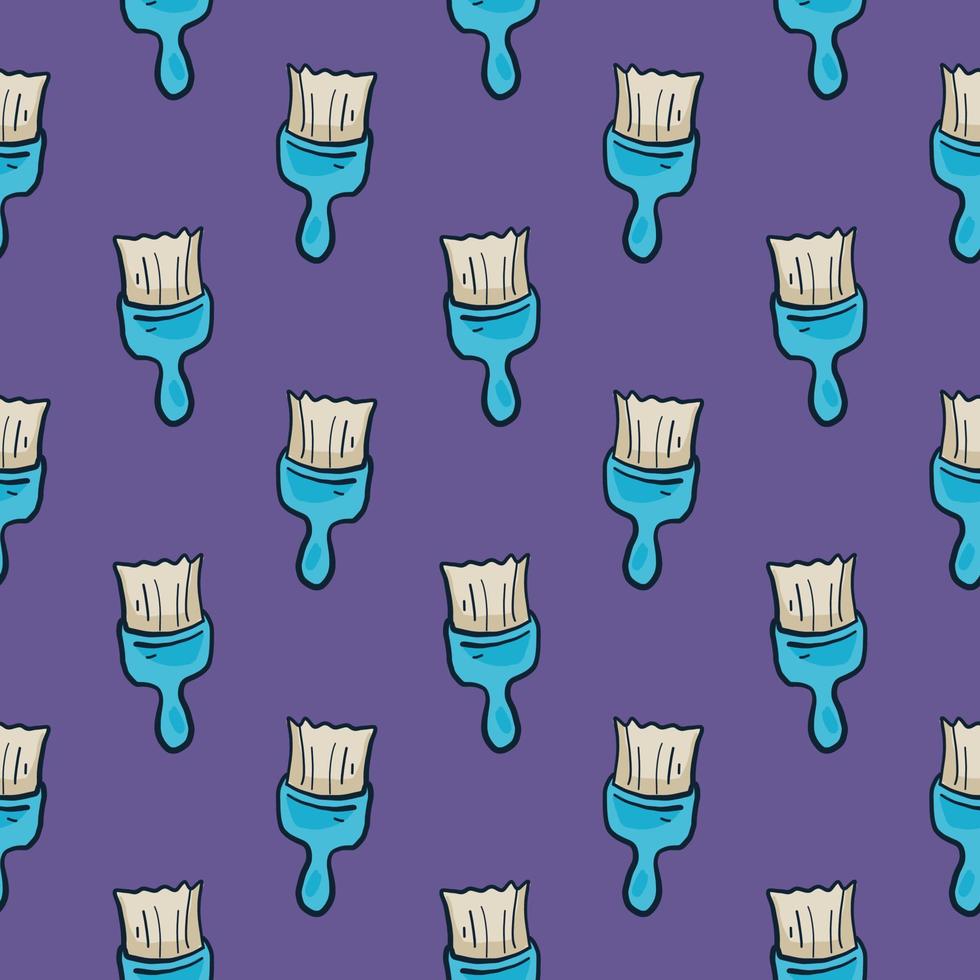 Blue brush , seamless pattern on a purple background. vector