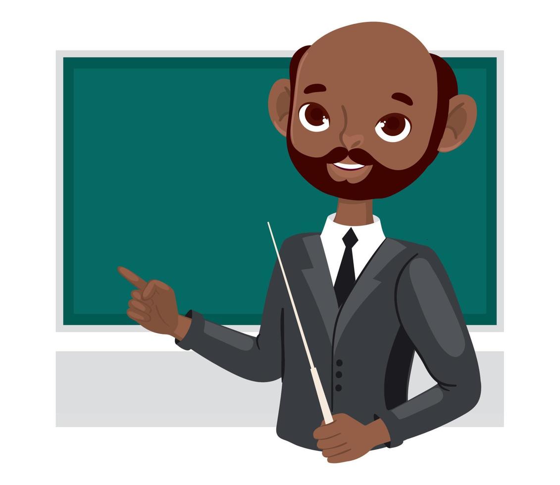 bald teacher and chalkboard vector