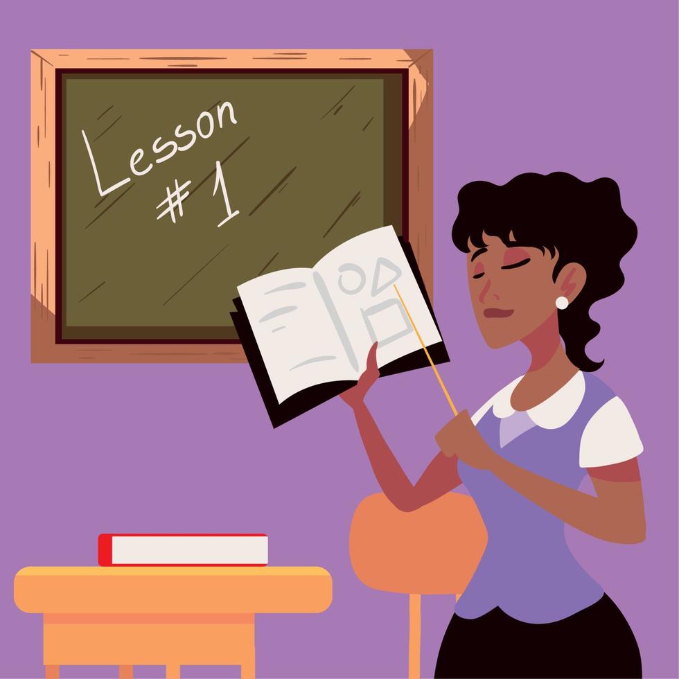 teacher woman with book vector