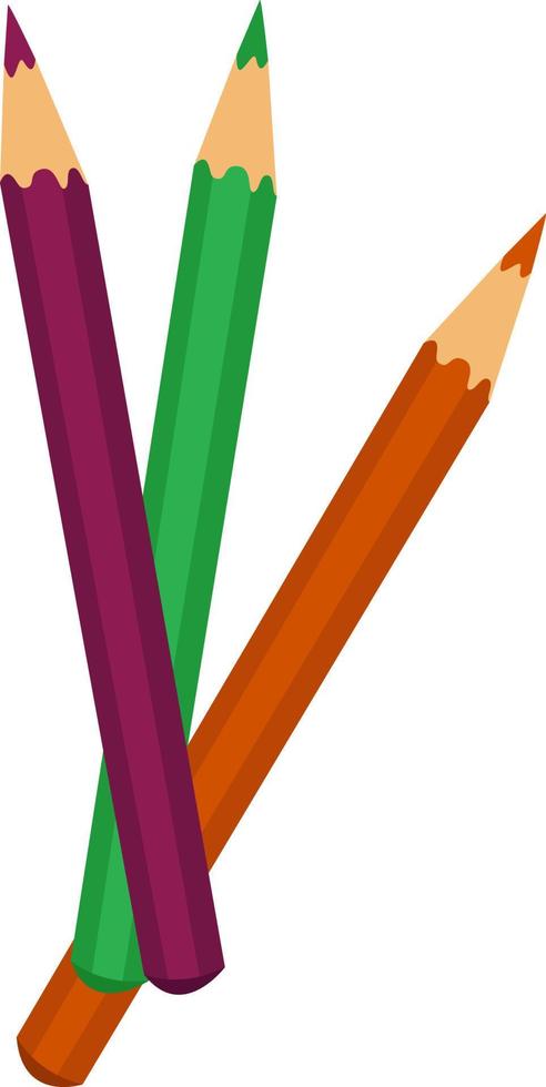 Colorful pencils, illustration, vector on a white background.