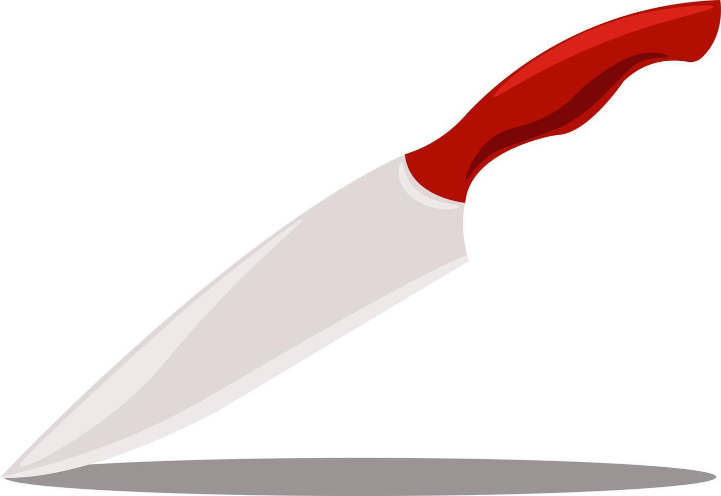 Knife with red handle, illustration, vector on white background.