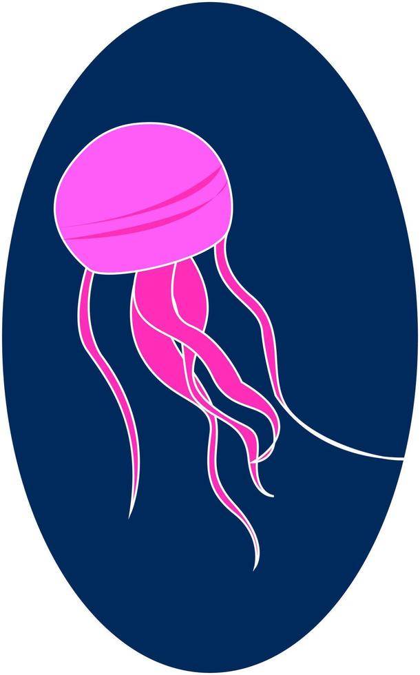 Pink jellyfish underwater, illustration, vector on white background.