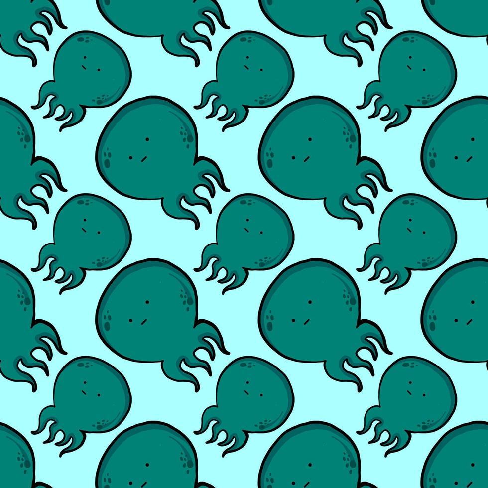 Octopus pattern, seamless pattern on blue background. vector