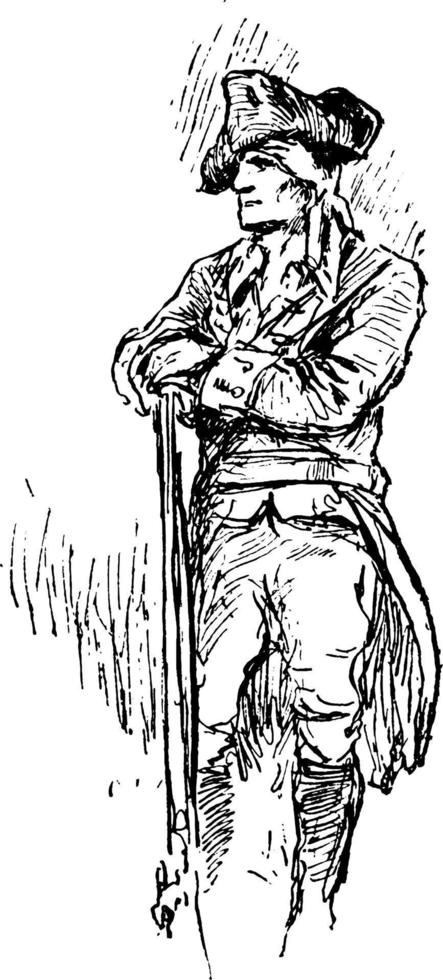 Soldier, vintage illustration vector