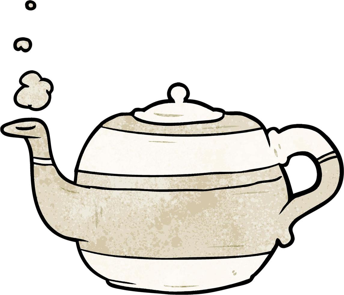 Retro grunge texture cartoon teapot vector