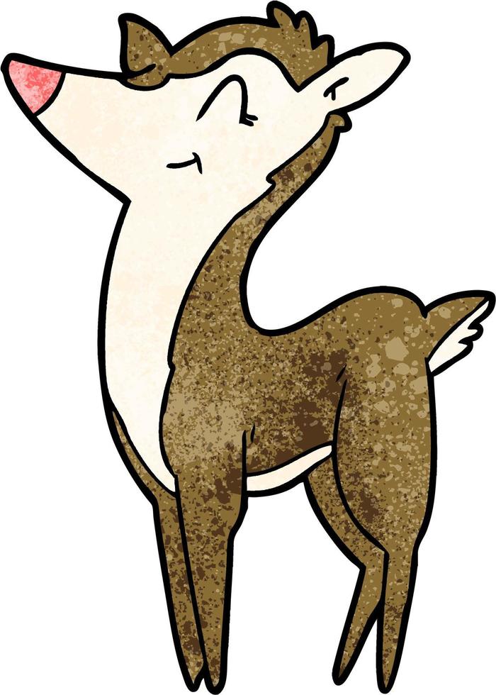 Retro grunge texture cartoon deer vector