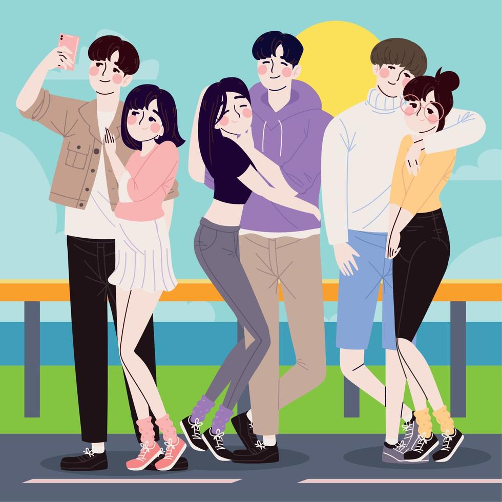group couple of korea vector