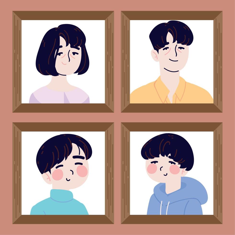 photos with korean family vector