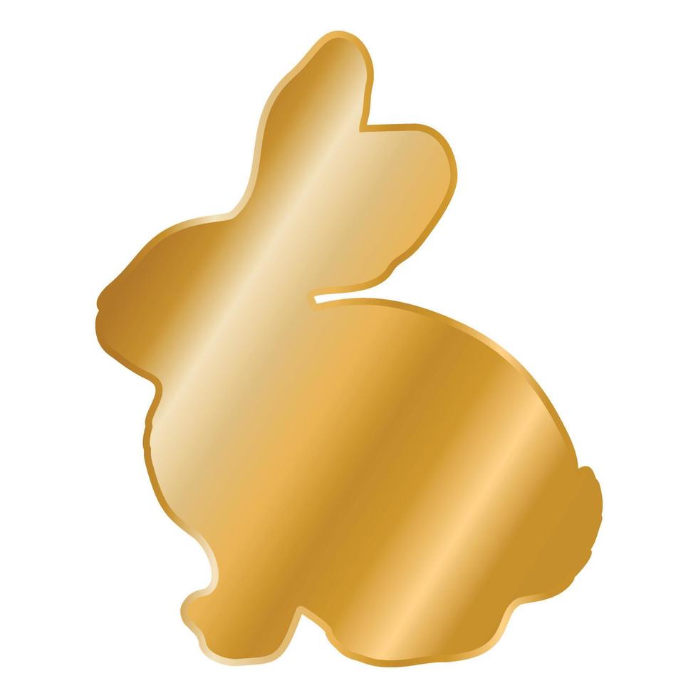 Golden rabbit icon. Vector illustration. 3d picture.