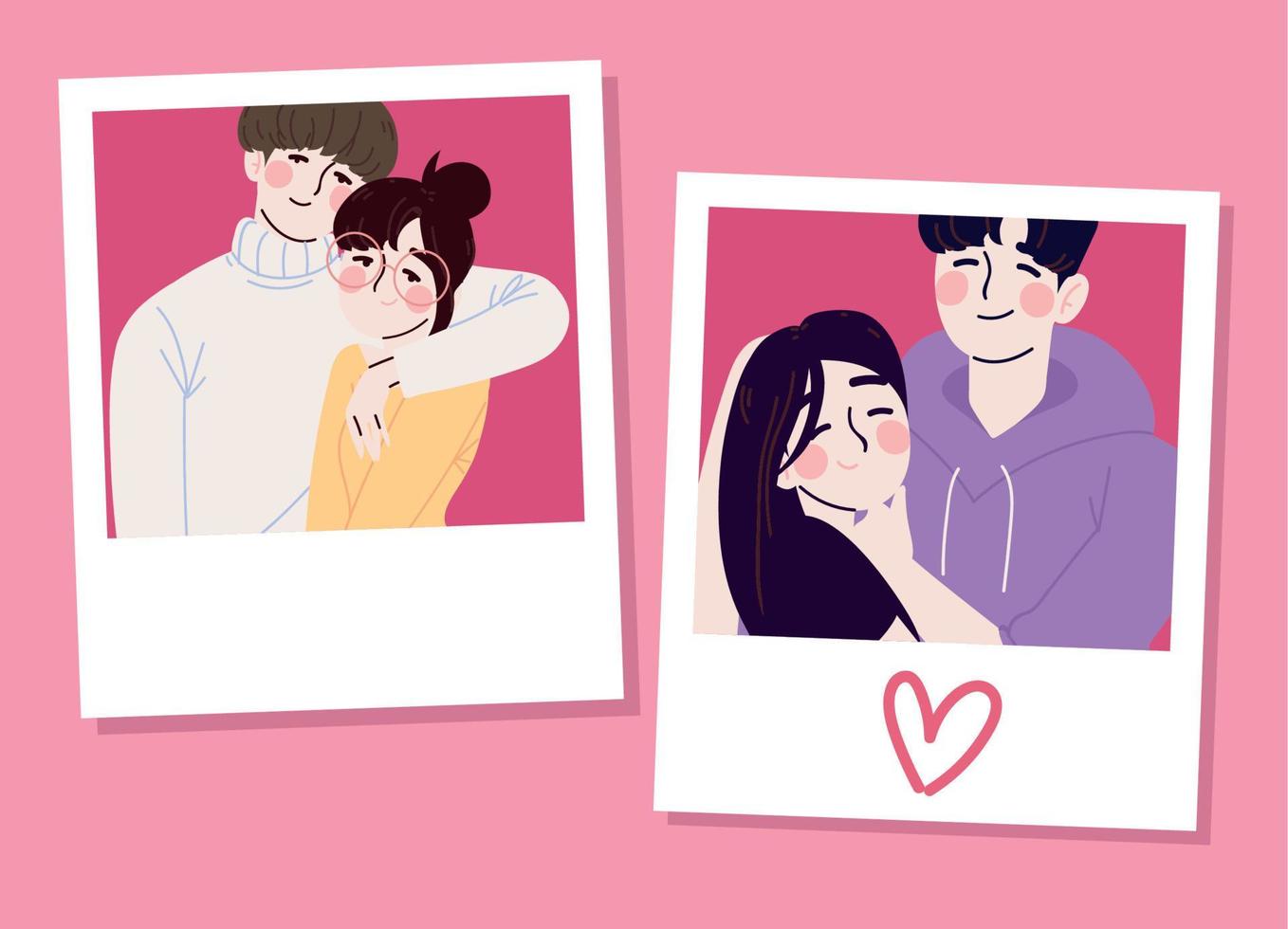 parejas coreanas en fotos vector